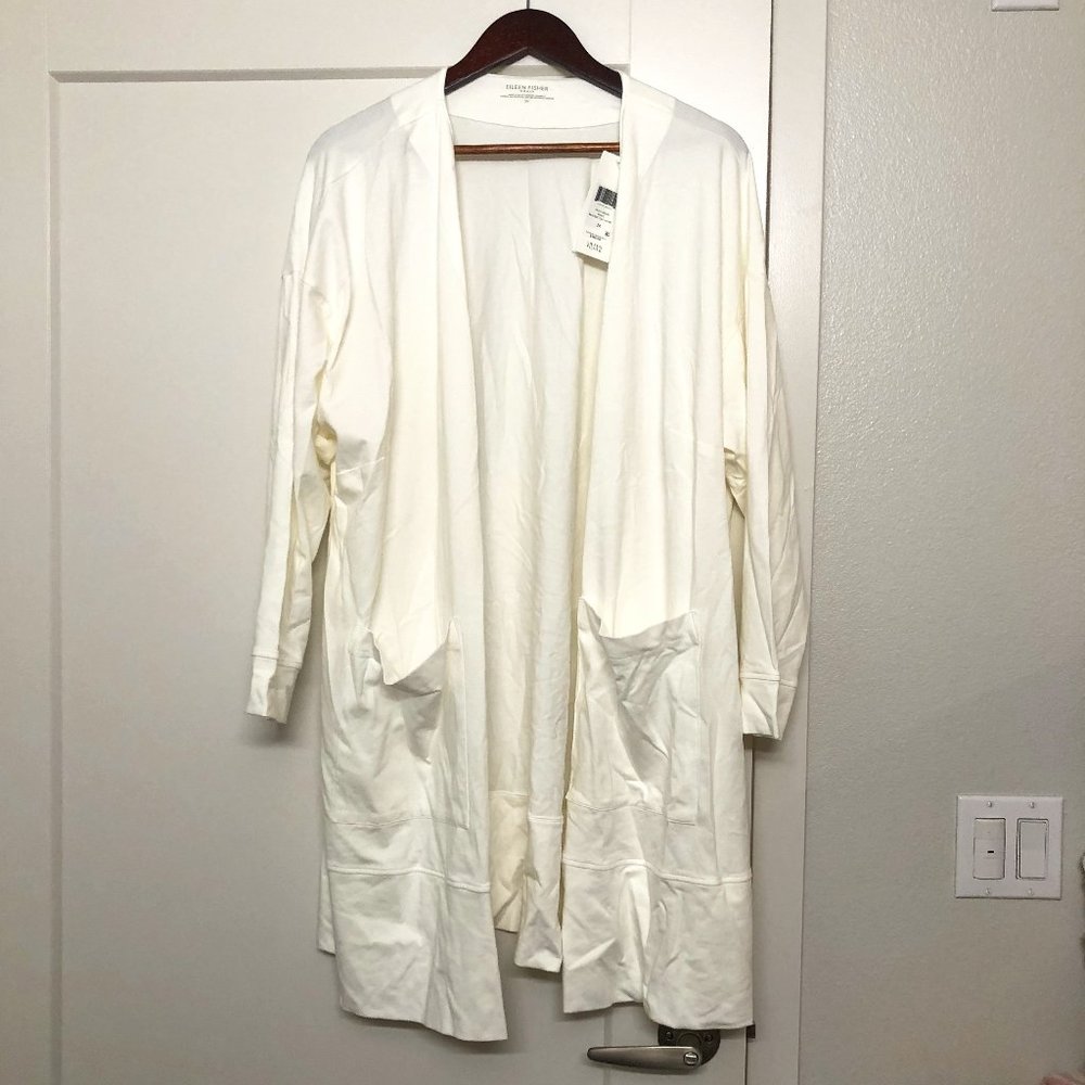 🌟LAST CALL! Eileen Fisher - Open Front Patch Pocket Cardigan (2X Plus Size)